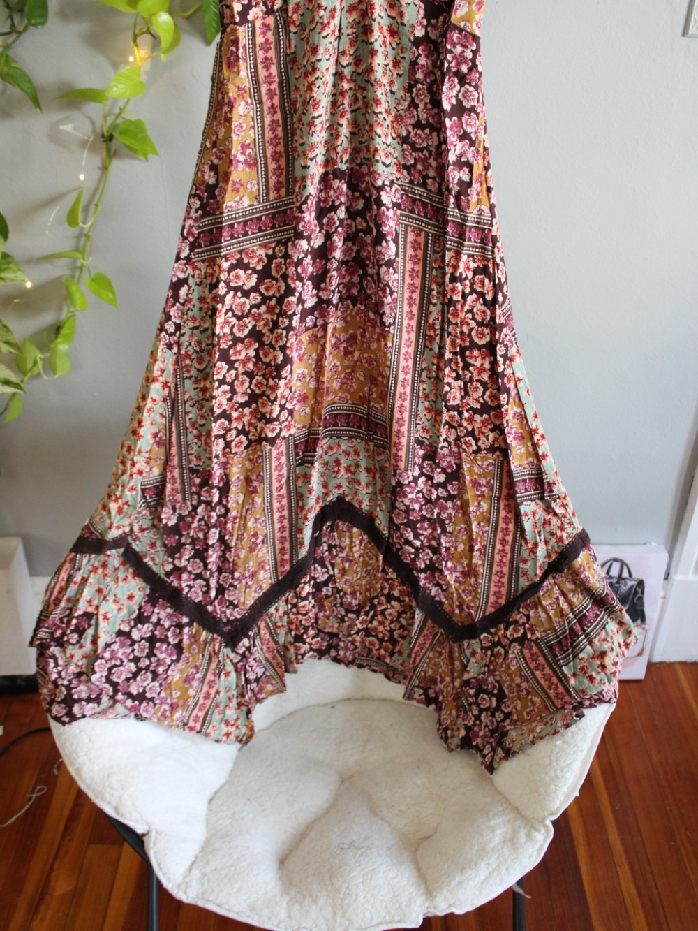 Angie Floral Patchwork Maxi Dress in Pink, Mustard, Mint - Picture 2 of 7